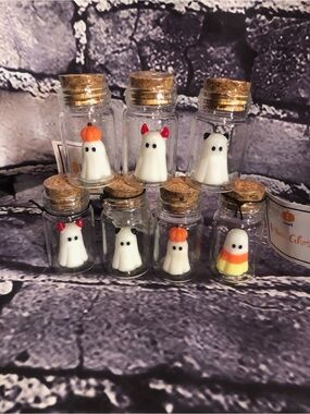 2026 Target Bullseye 7 Mini Ghosts Glass Potion Bottles Halloween NEW